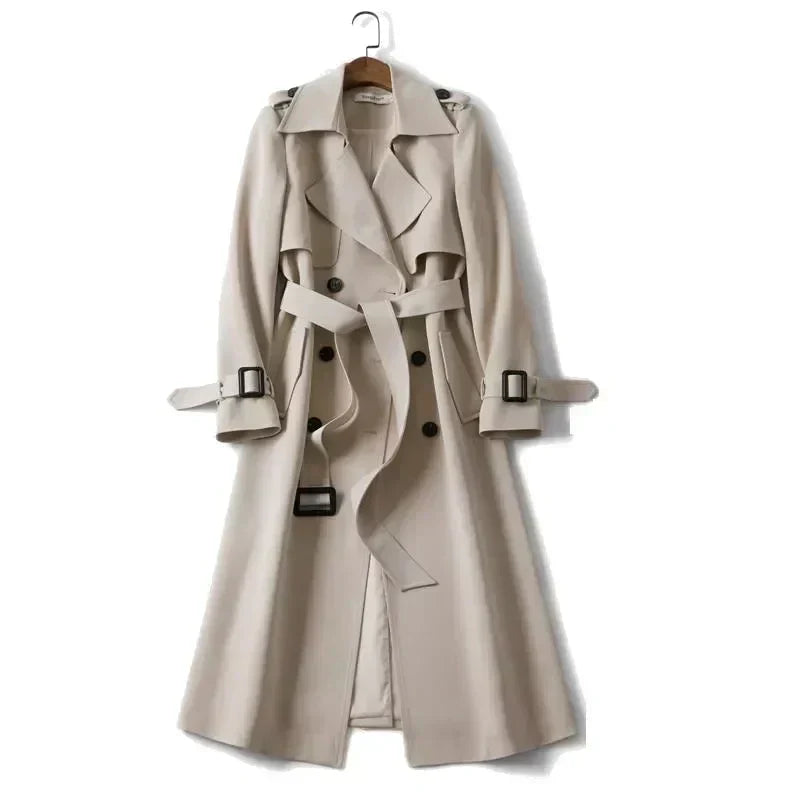 Classic Long Trench Coat | Timeless Elegance | Belted & Double-Breasted