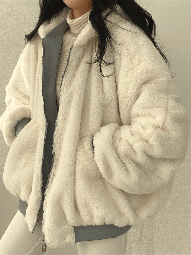 Oversized Faux Fur Bomber Jacket | Warm & Stylish | Cozy Fit