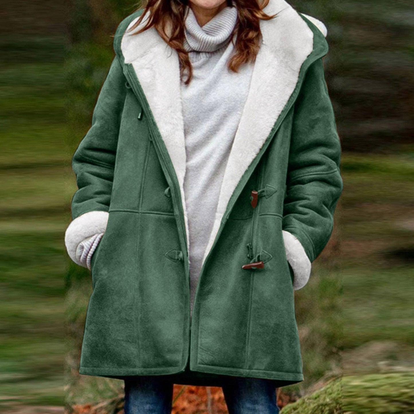 Sherpa-Lined Faux Suede Coat | Warm & Stylish | Hooded Winter Jacket