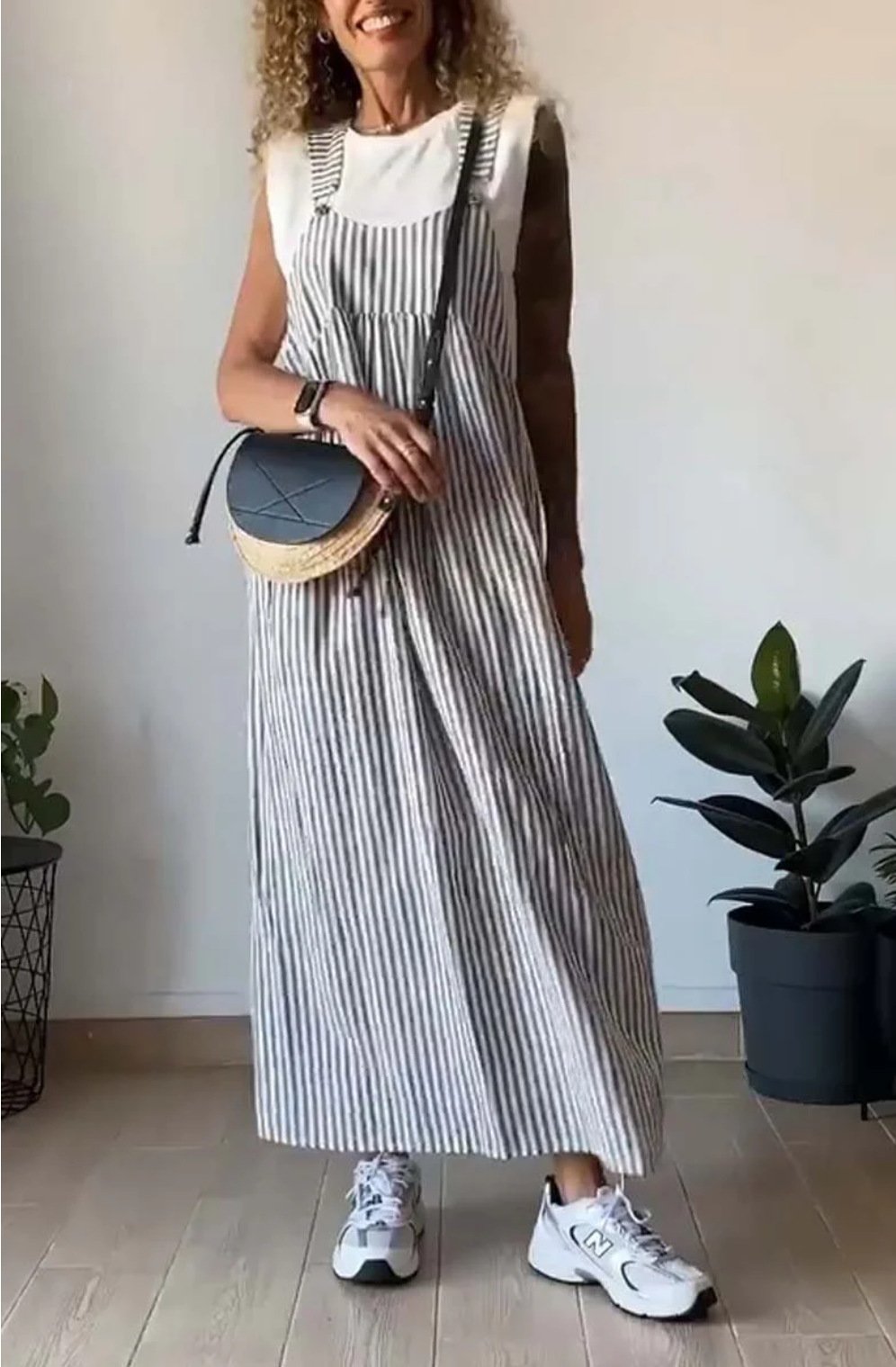 Striped Linen Overall Dress | Casual Chic | Effortless Comfort