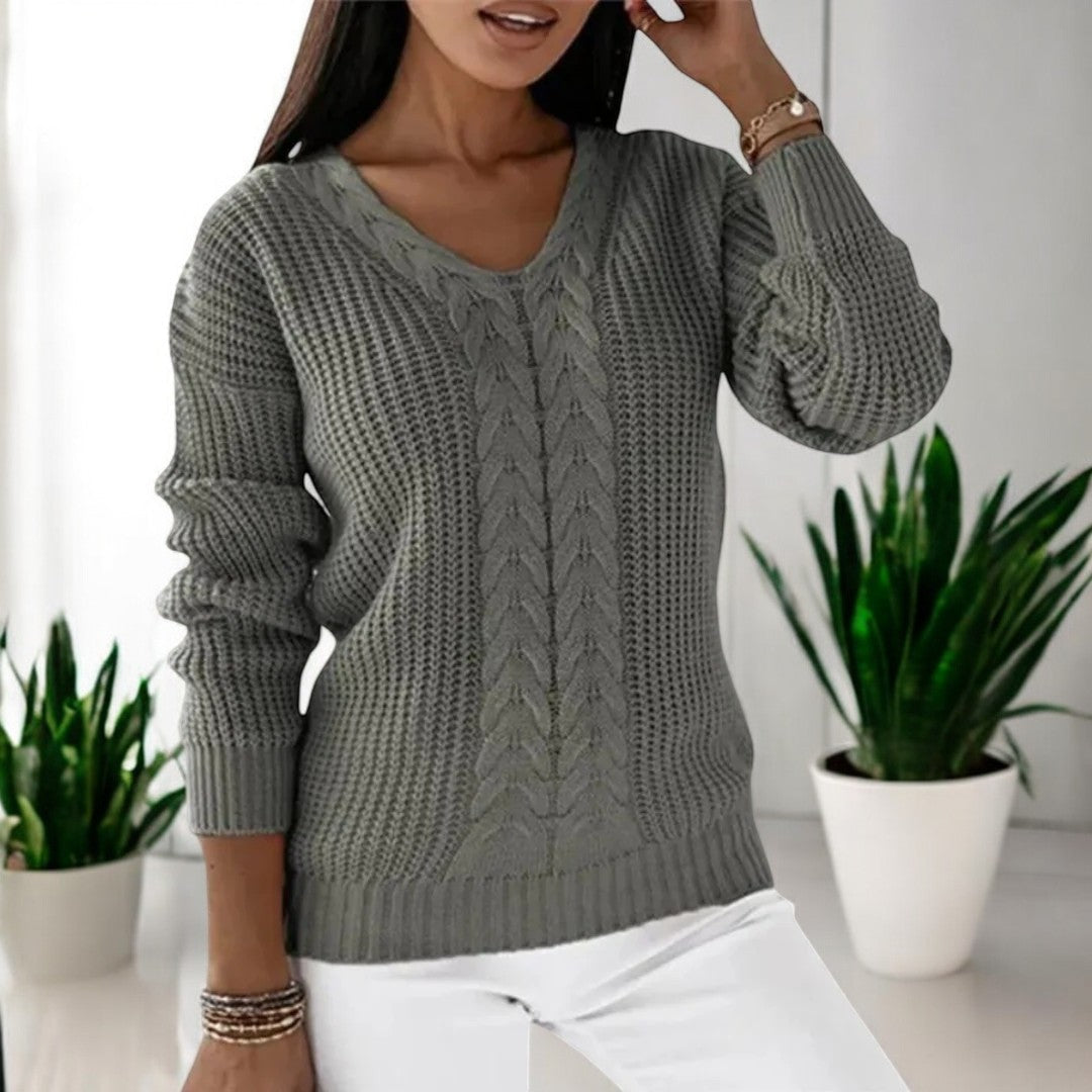 Cable-Knit V-Neck Sweater | Cozy & Elegant | Perfect for Layering