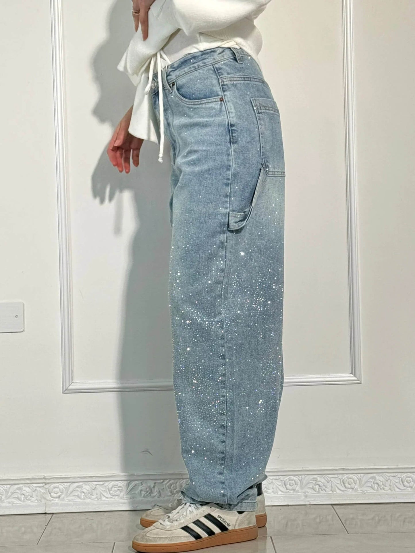 Glitter Wide-Leg Jeans | High-Waisted | Sparkling Denim