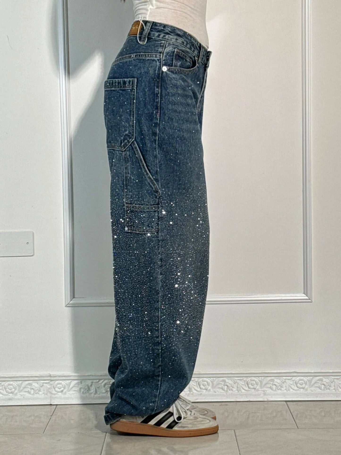 Glitter Wide-Leg Jeans | High-Waisted | Sparkling Denim