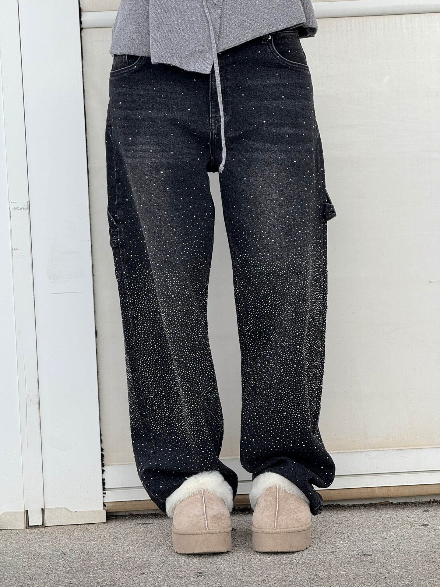 Glitter Wide-Leg Jeans | High-Waisted | Sparkling Denim