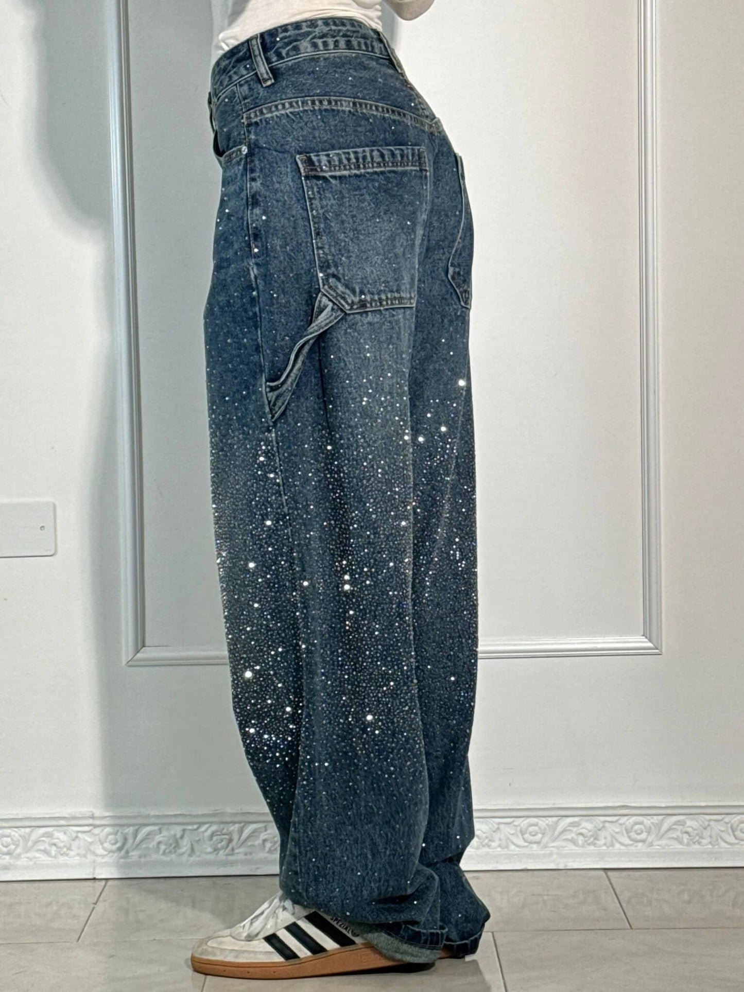 Glitter Wide-Leg Jeans | High-Waisted | Sparkling Denim