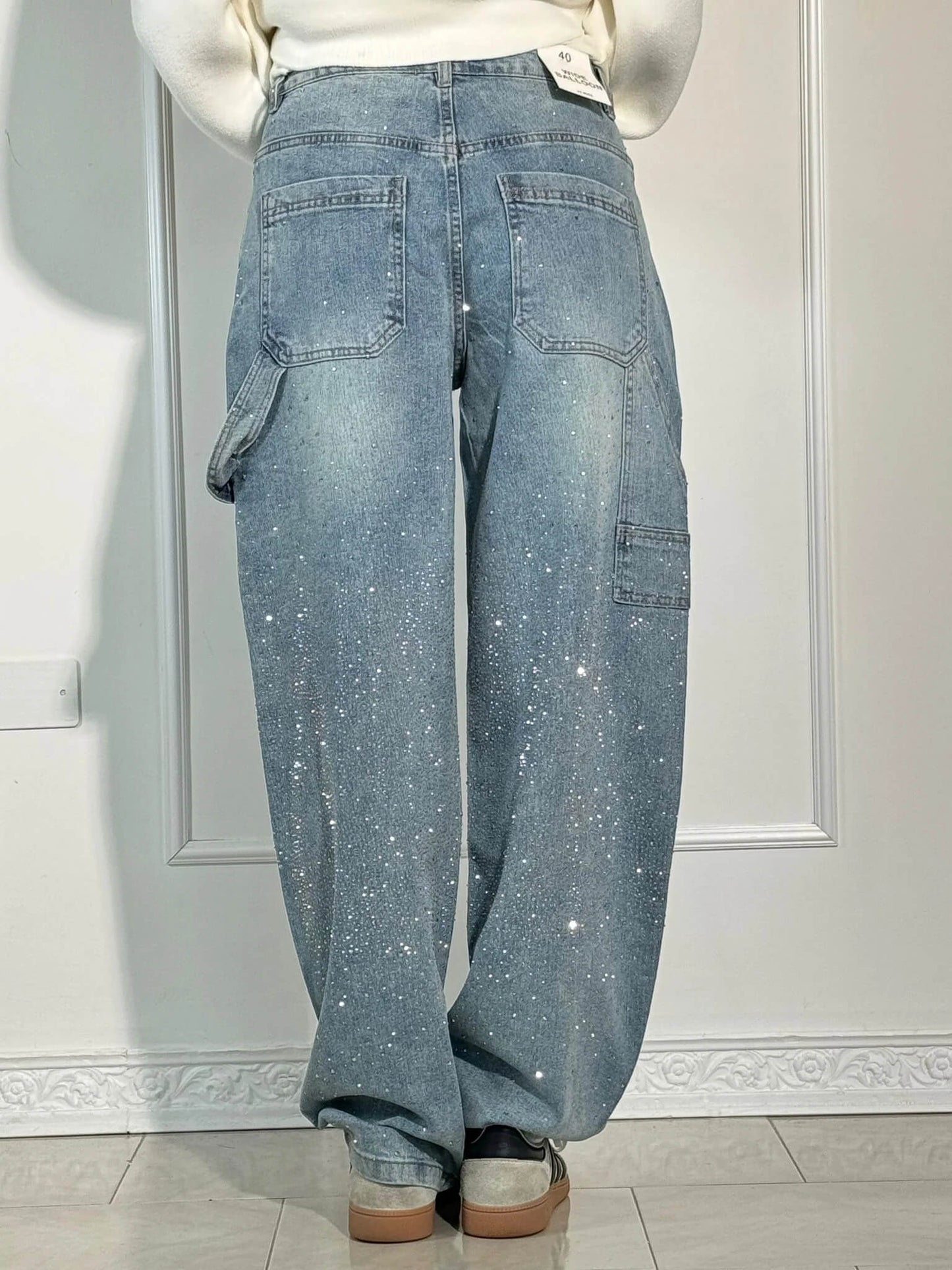 Glitter Wide-Leg Jeans | High-Waisted | Sparkling Denim