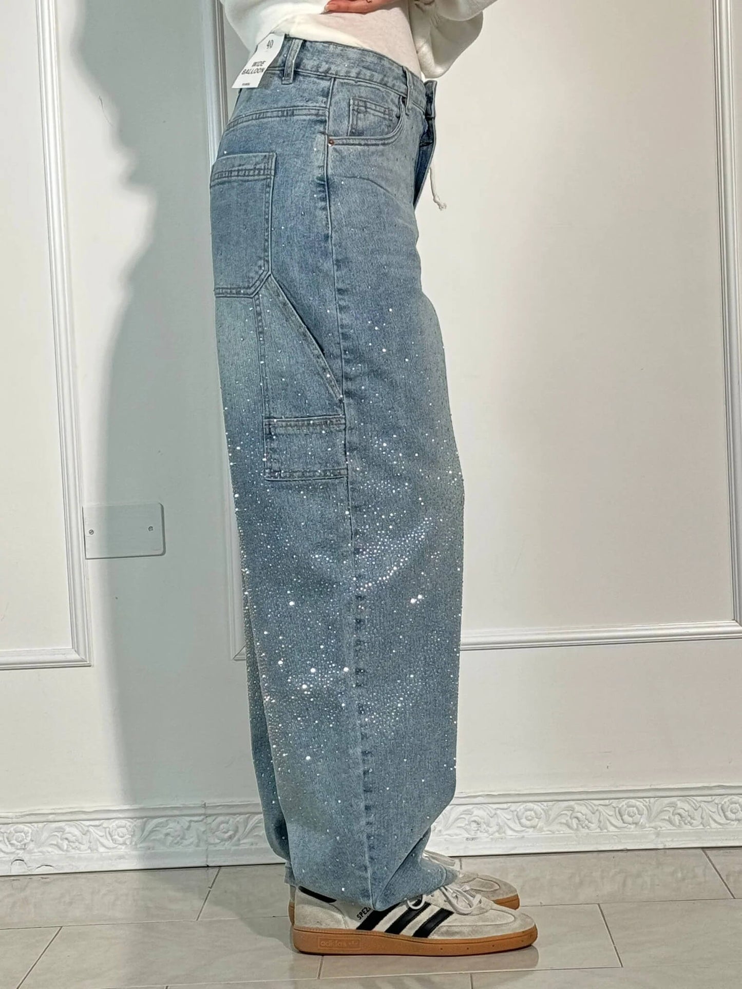 Glitter Wide-Leg Jeans | High-Waisted | Sparkling Denim