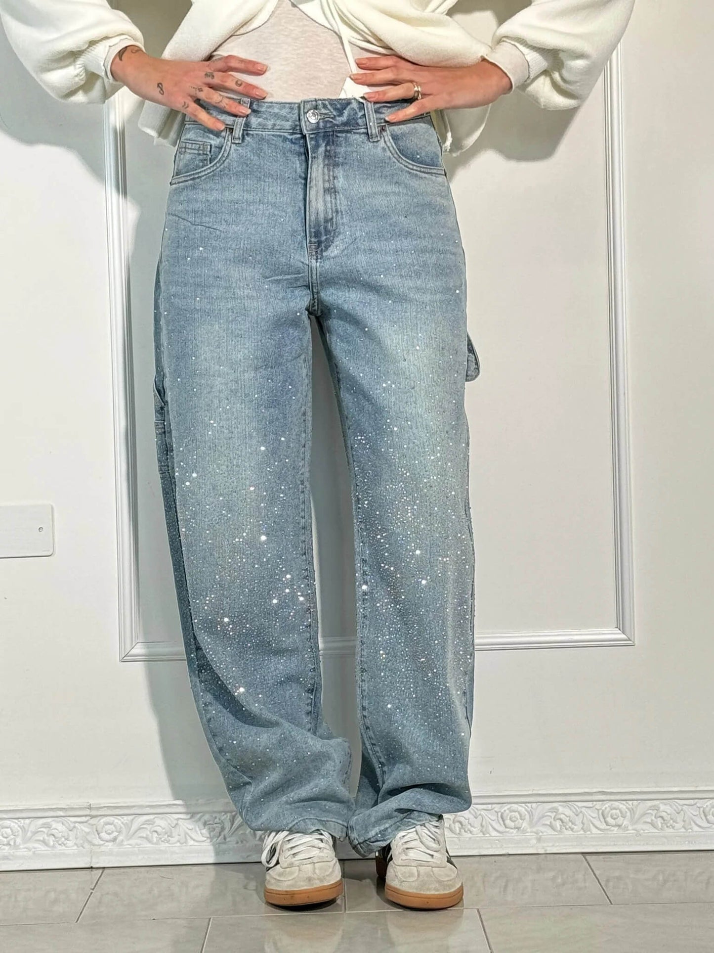 Glitter Wide-Leg Jeans | High-Waisted | Sparkling Denim