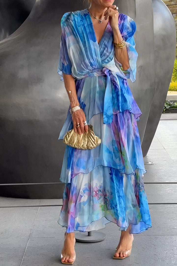 Watercolor Chiffon Dress | Flowing | Elegant & Lightweight