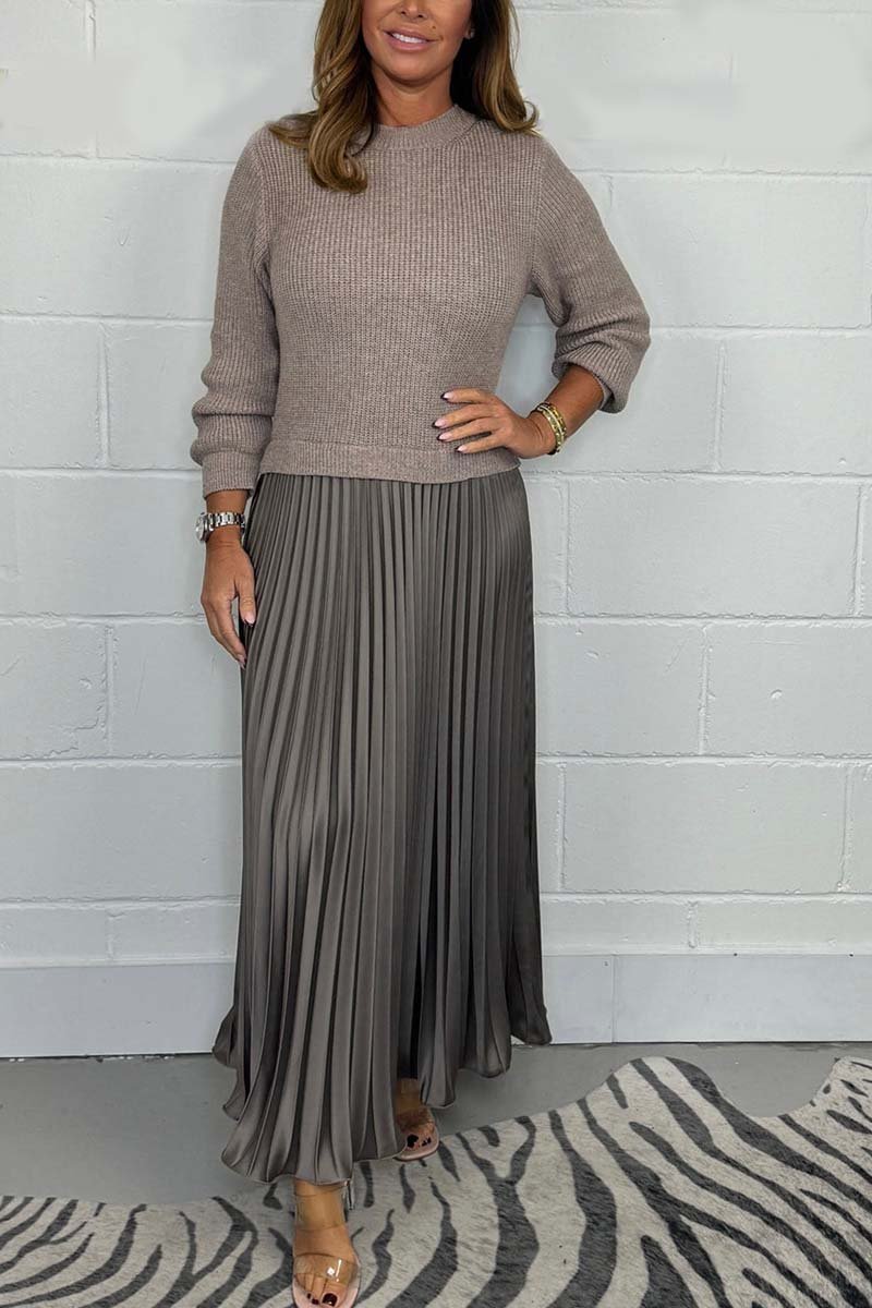 Pleated Skirt & Knit Sweater Set | Elegant & Comfortable