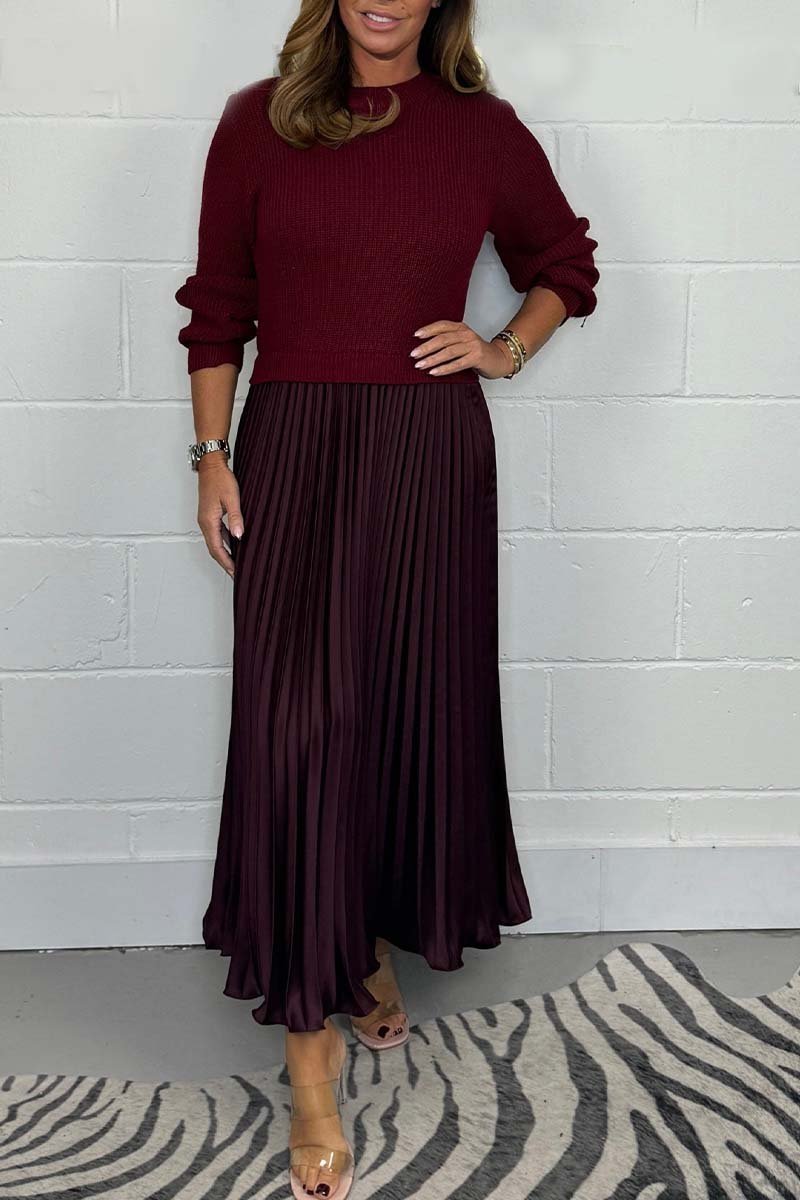 Pleated Skirt & Knit Sweater Set | Elegant & Comfortable