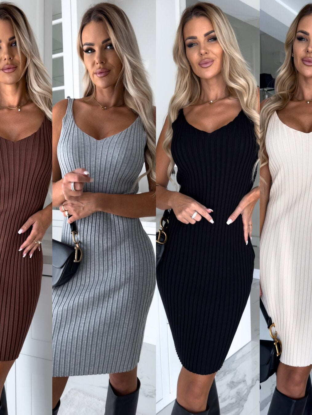 Ribbed Knit Bodycon Dress | 2-in-1 Design | Chic & Versatile