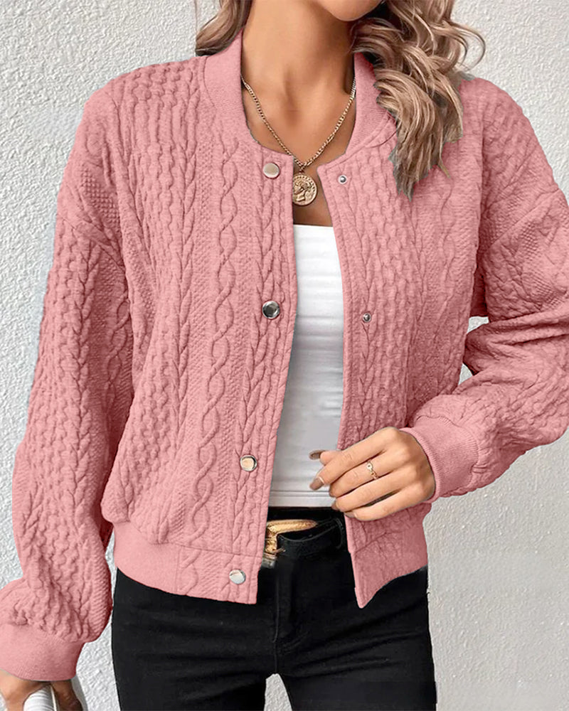 Cable Knit Bomber Jacket | Cozy & Stylish | Casual Chic