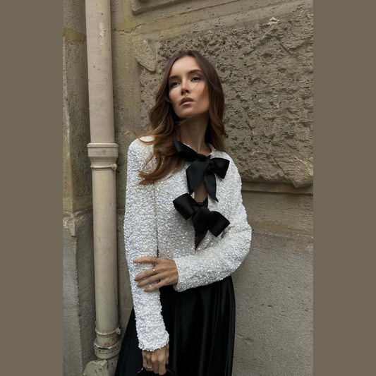 Elegant Textured Blouse | Statement Bow Detail | Perfect for Chic Occasions