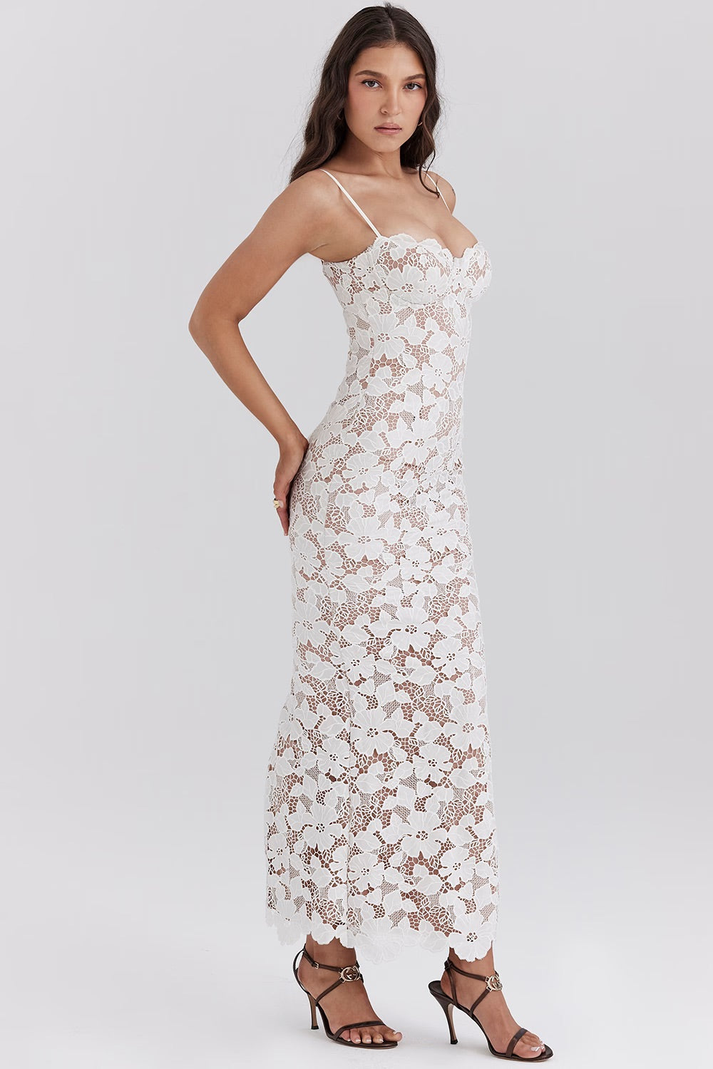 Floral Lace Maxi Dress | Elegant | Figure-Flattering