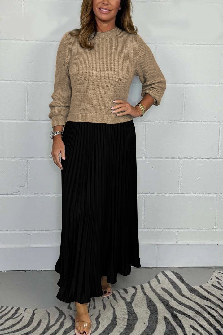 Pleated Skirt & Knit Sweater Set | Elegant & Comfortable