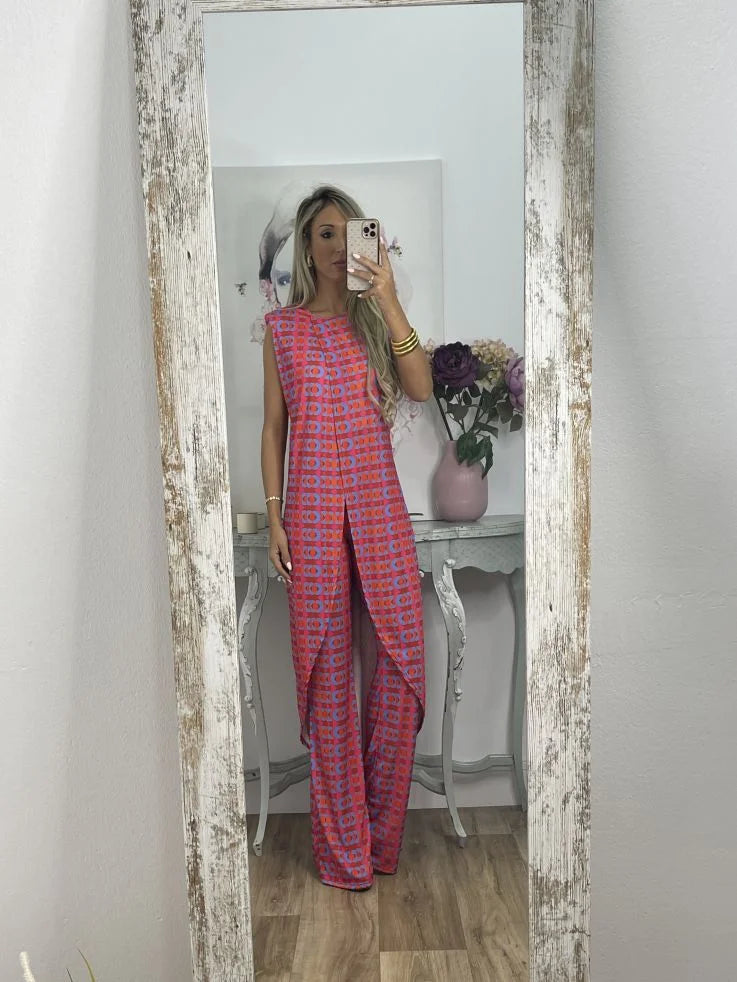 Boho Print Sleeveless Jumpsuit | Flowy & Elegant | Statement Look