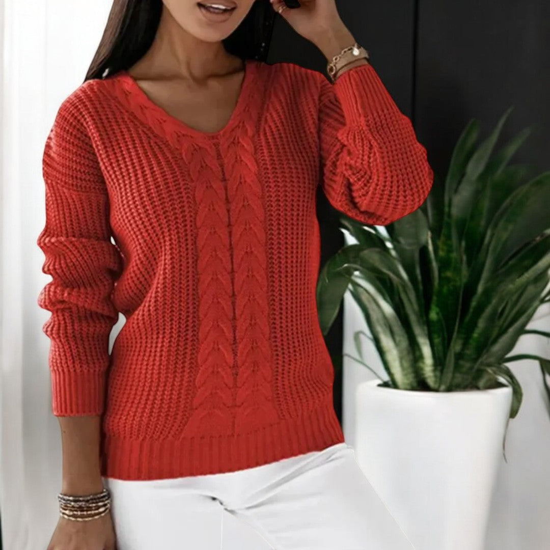 Cable-Knit V-Neck Sweater | Cozy & Elegant | Perfect for Layering