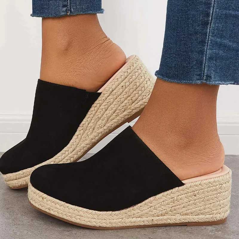 Suede Espadrille Wedge Mules | Slip-On | Chic & Comfortable