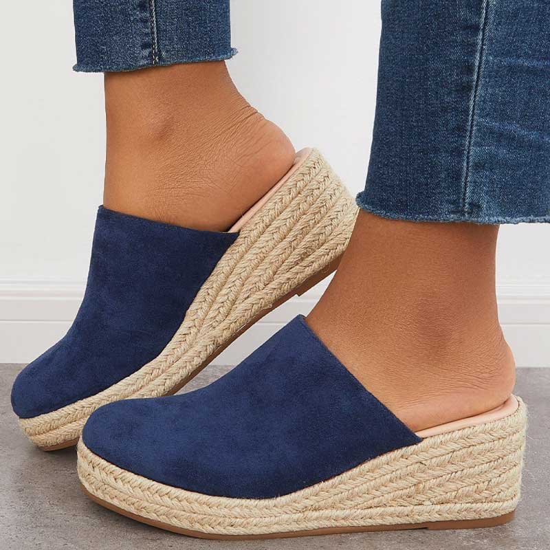 Suede Espadrille Wedge Mules | Slip-On | Chic & Comfortable