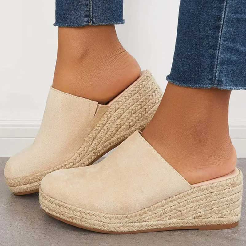 Suede Espadrille Wedge Mules | Slip-On | Chic & Comfortable