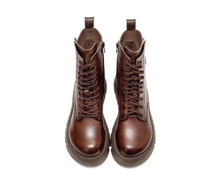 Chunky Platform Combat Boots | Leather | Edgy & Bold Statement