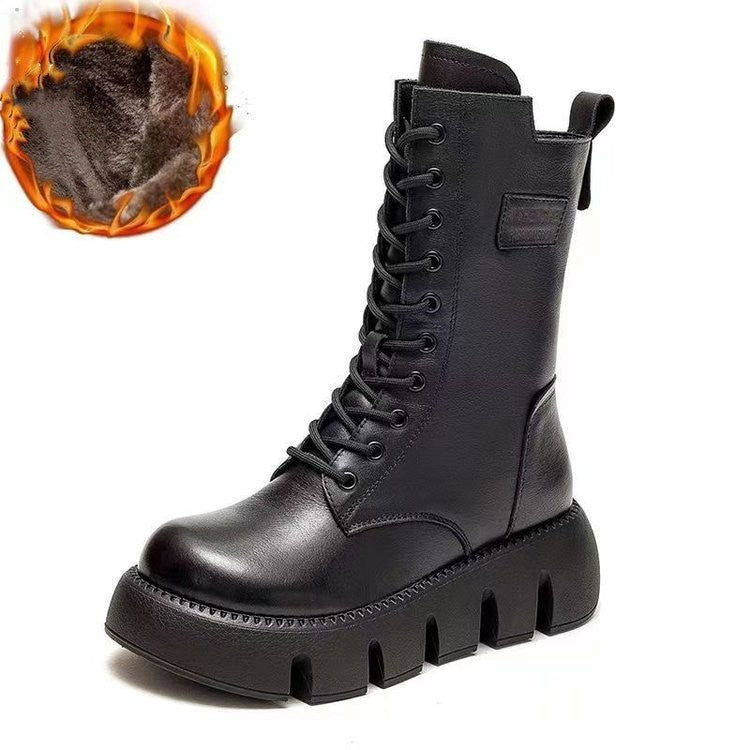 Chunky Platform Combat Boots | Leather | Edgy & Bold Statement