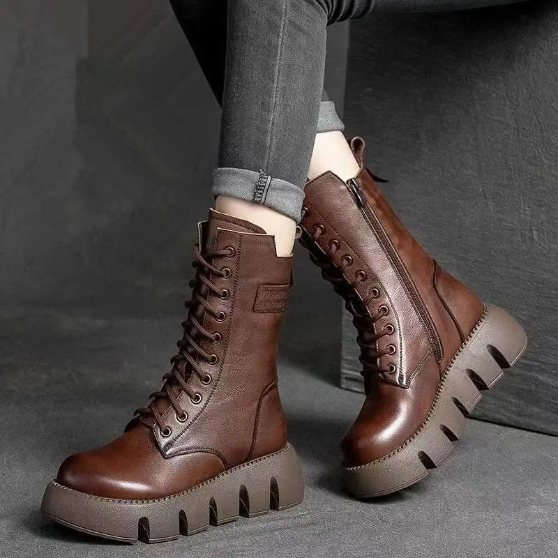 Chunky Platform Combat Boots | Leather | Edgy & Bold Statement