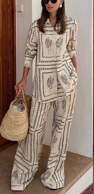 Boho Cactus Print Linen Set | Effortless Chic | Breezy Comfort