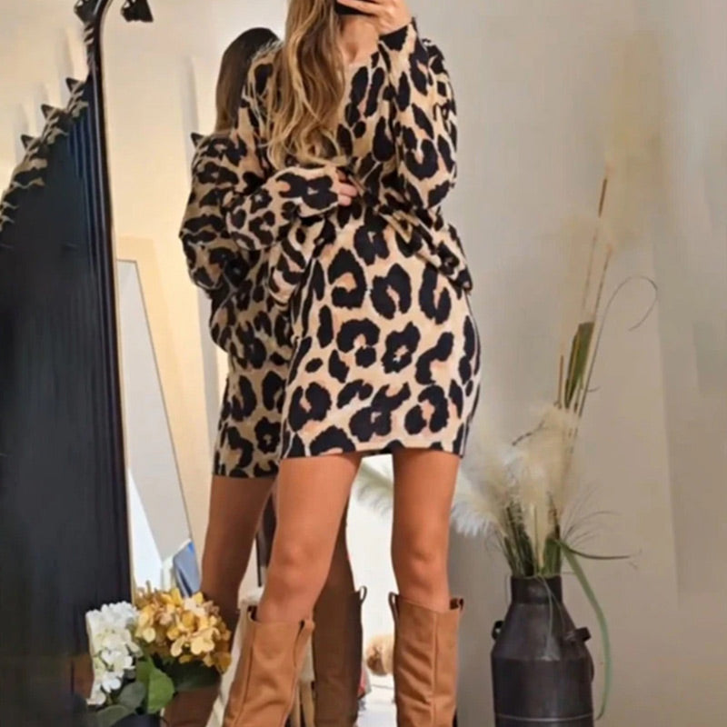 Leopard Print Sweater Dress | Cozy & Stylish